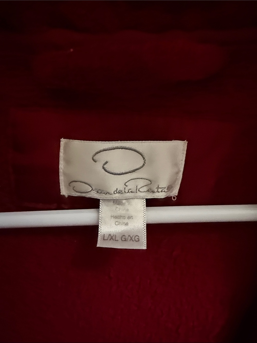 Red women's jacket label